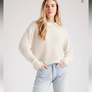 Baby Alpaca-Wool Diamond Stitch Crew size M Ivory NWT